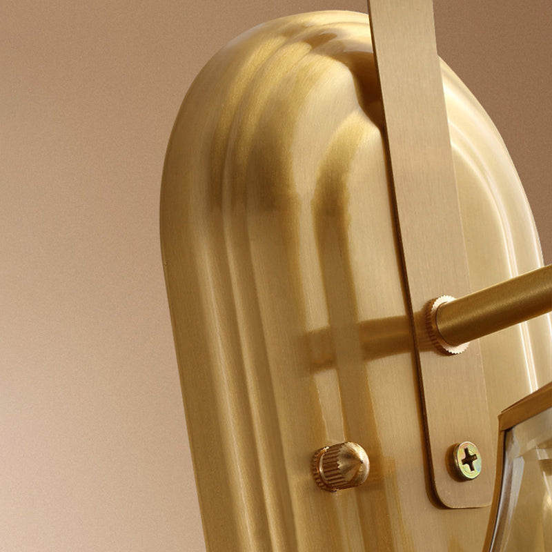 Modern Simple Style Geometric Shade Wall Sconce Metal and Glass 1 Light Sconces in Gold Finish