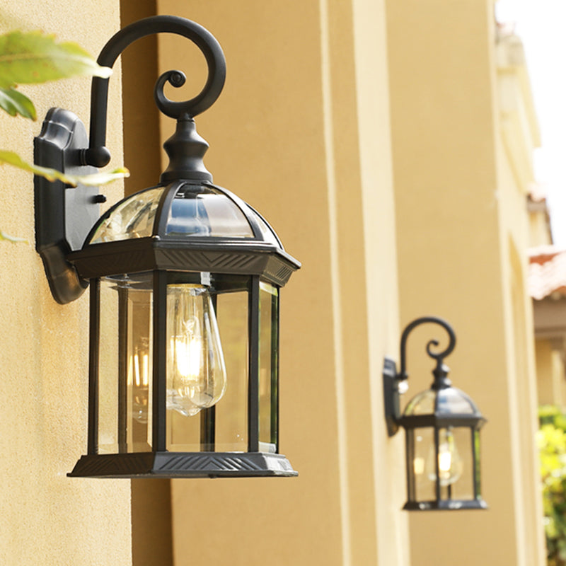 1-Light Rectangular Wall Sconce Modern Simple Style Glass Wall Lighting in Black