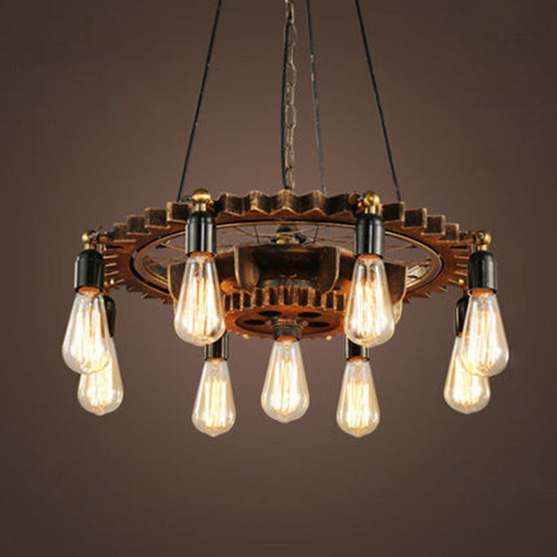 Bronze Antique Hanging Fixture Wrought Iron Bar Chandelier Pendant Lights