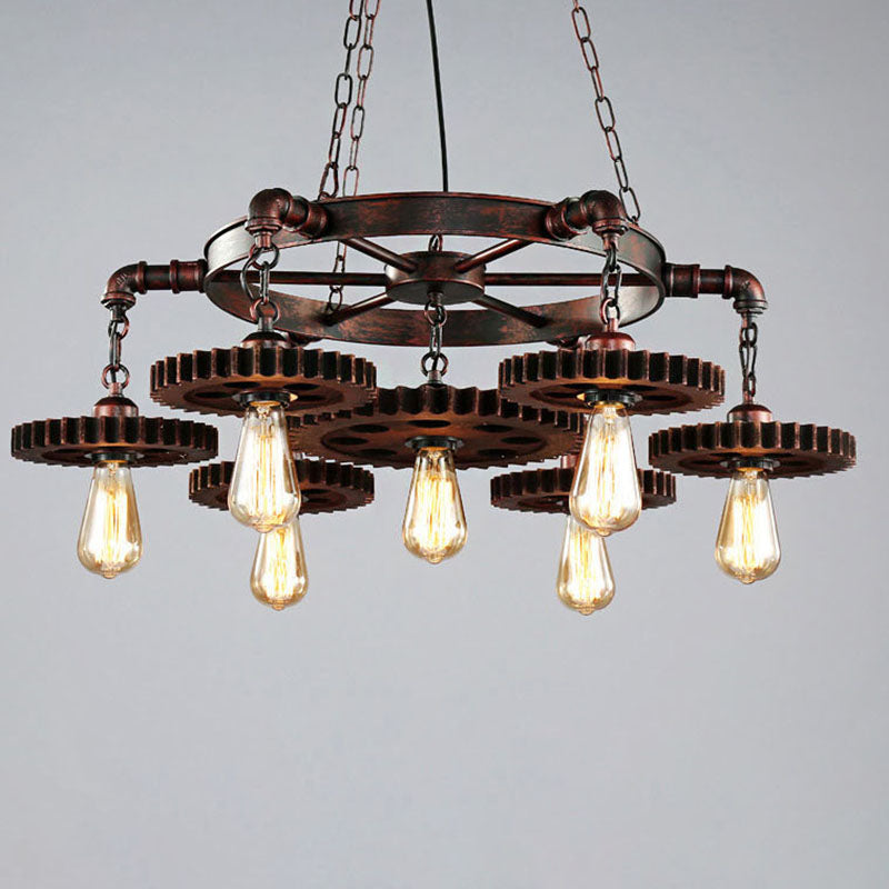 Bronze Antique Hanging Fixture Wrought Iron Bar Chandelier Pendant Lights