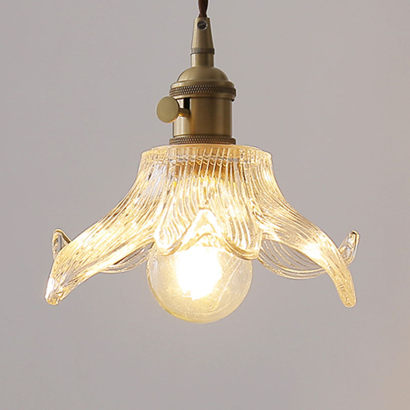 1-Light Glass Suspended Lighting Fixture Vintage Pendant Light Kit for Dining Room