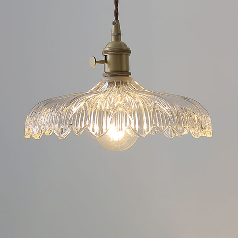 1-Light Glass Suspended Lighting Fixture Vintage Pendant Light Kit for Dining Room