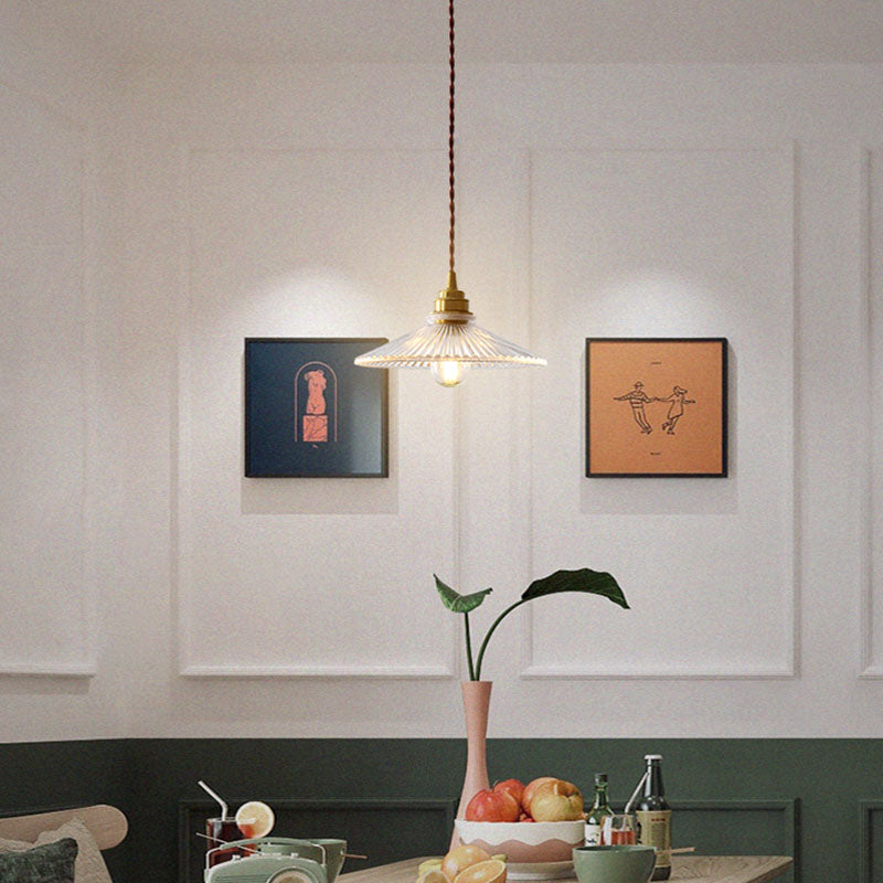 Prismatic Glass Vintage Hanging Pendant Light 1-Light Drop Pendant for Dining Room