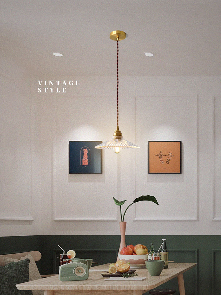 Prismatic Glass Vintage Hanging Pendant Light 1-Light Drop Pendant for Dining Room