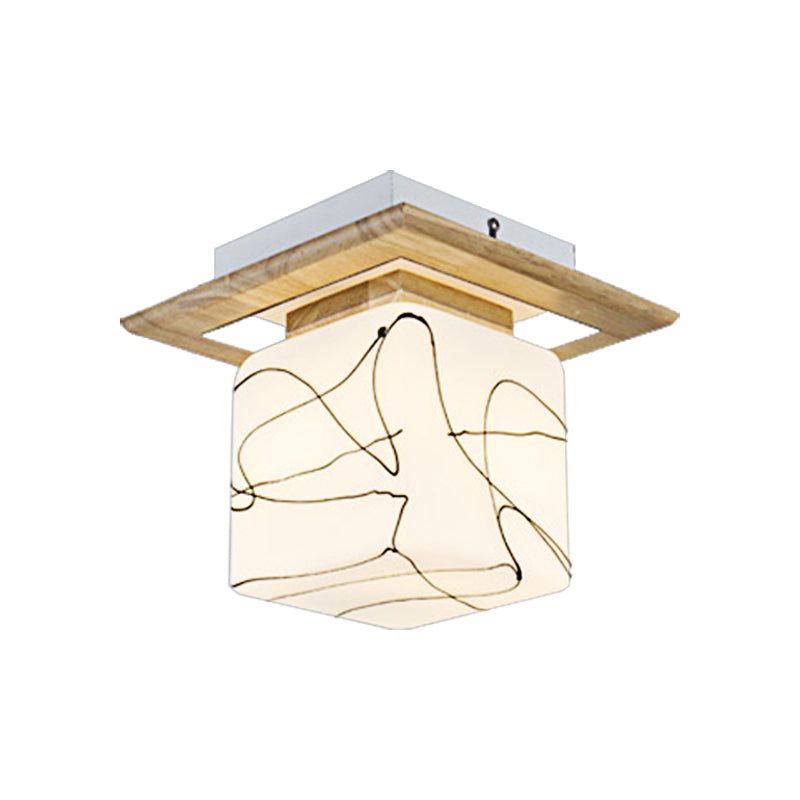 Frosted Glass Geometrische Flush Mount Light Nordic 1 Light Flush Ceiling Light Halterung in Weiß für Korridor