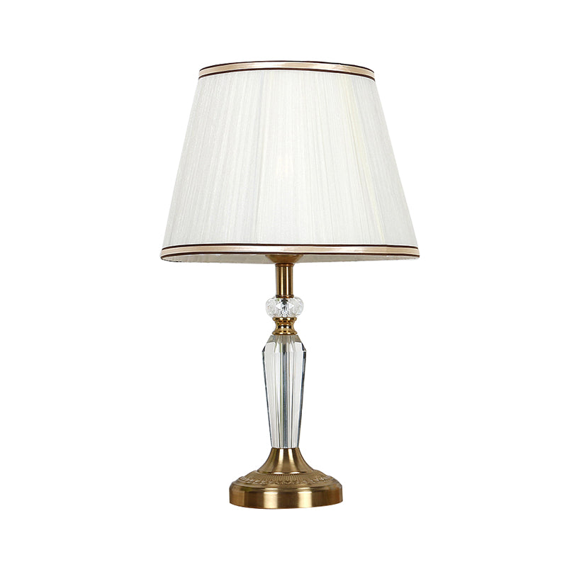 Tissu tambour nightand lampminmalisme simple tête de vie de nuit lumière nocturne en blanc avec déco cristal