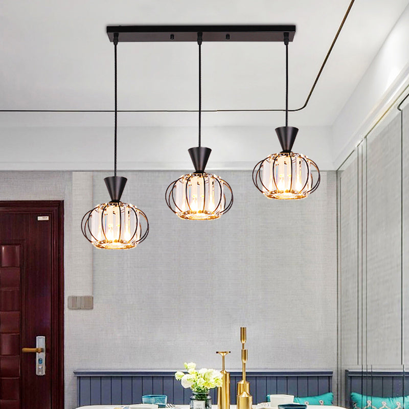 Lampe à suspension sphérique nordique lampe à manger en cristal Pendant Light en noir