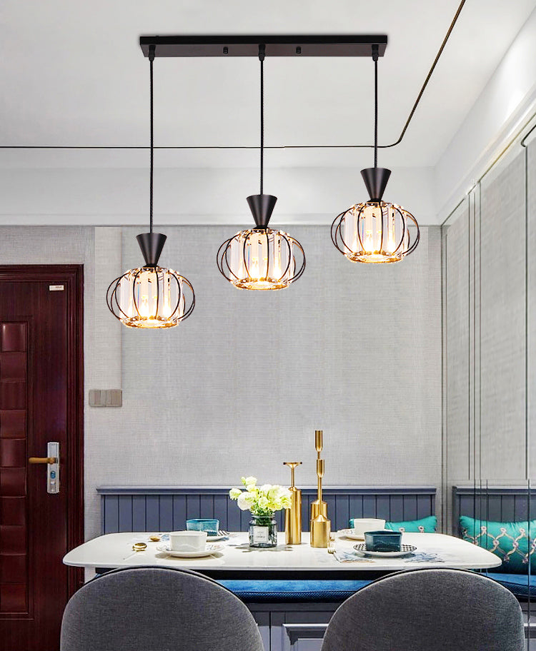 Lampe à suspension sphérique nordique lampe à manger en cristal Pendant Light en noir