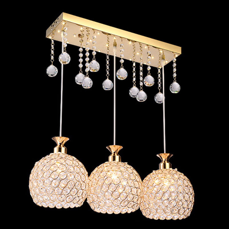 Salle à manger à teinte mondiale Crystal Crystal 3-Light Pendant moderne Lampe