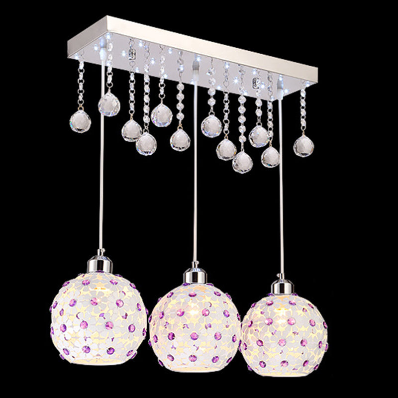 Salle à manger à teinte mondiale Crystal Crystal 3-Light Pendant moderne Lampe