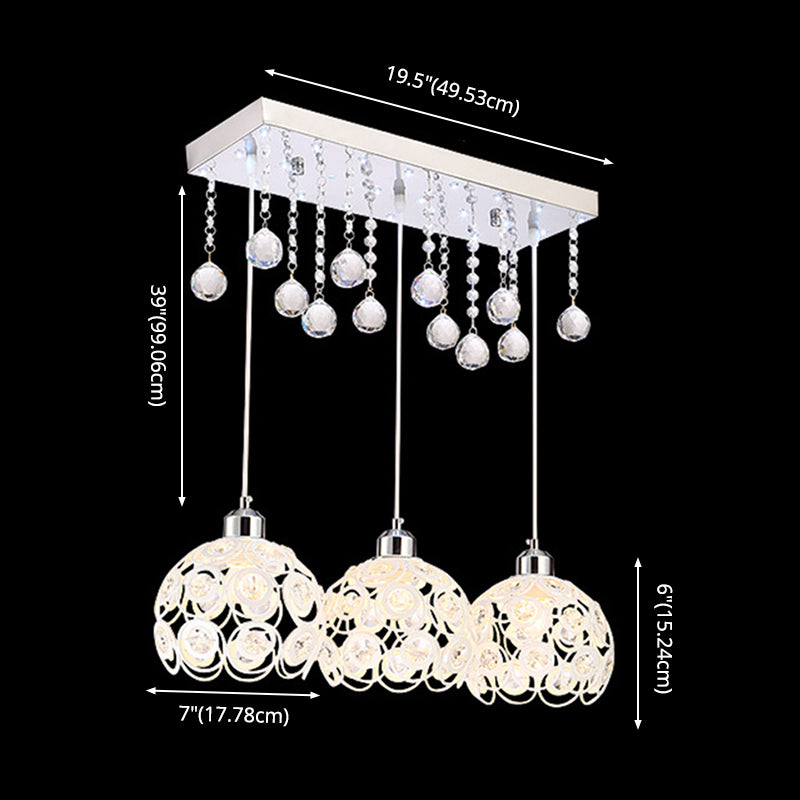 Salle à manger à teinte mondiale Crystal Crystal 3-Light Pendant moderne Lampe