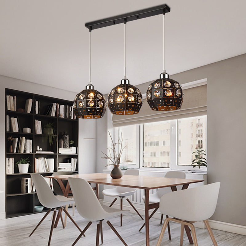 Salle à manger à teinte mondiale Crystal Crystal 3-Light Pendant moderne Lampe