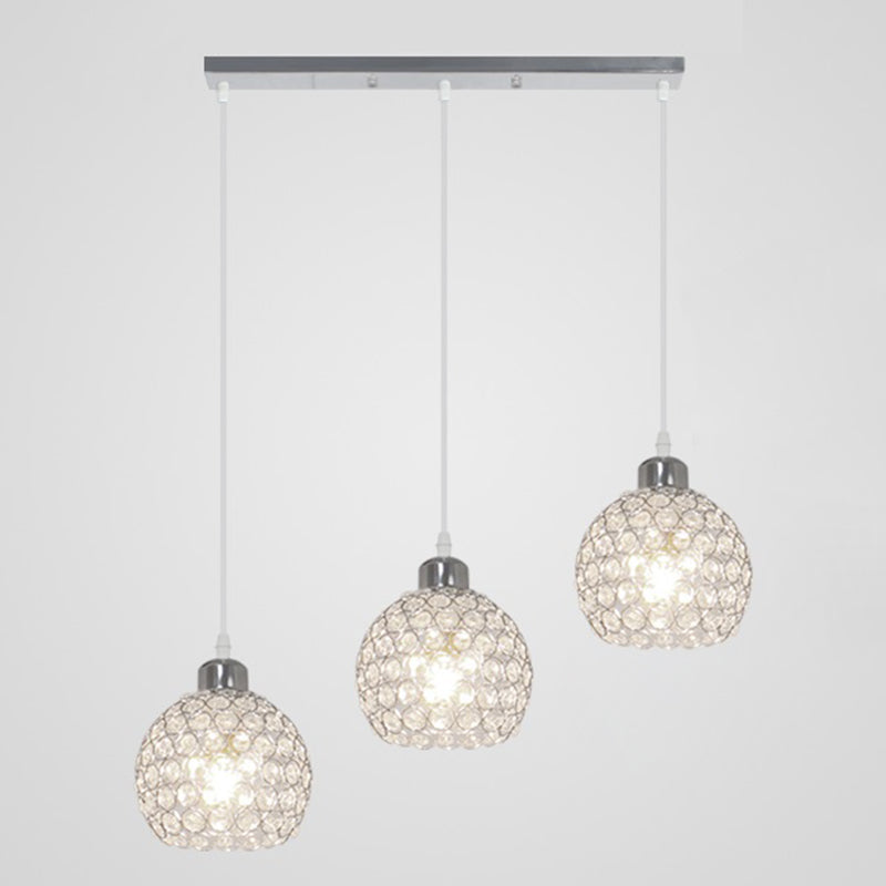 Crystal Sphere Pendant Modernity Multiple Hanging Light for Dining  Room