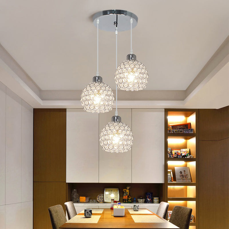 Crystal sfera a ciondolo modernità multipla luce sospesa per sala da pranzo