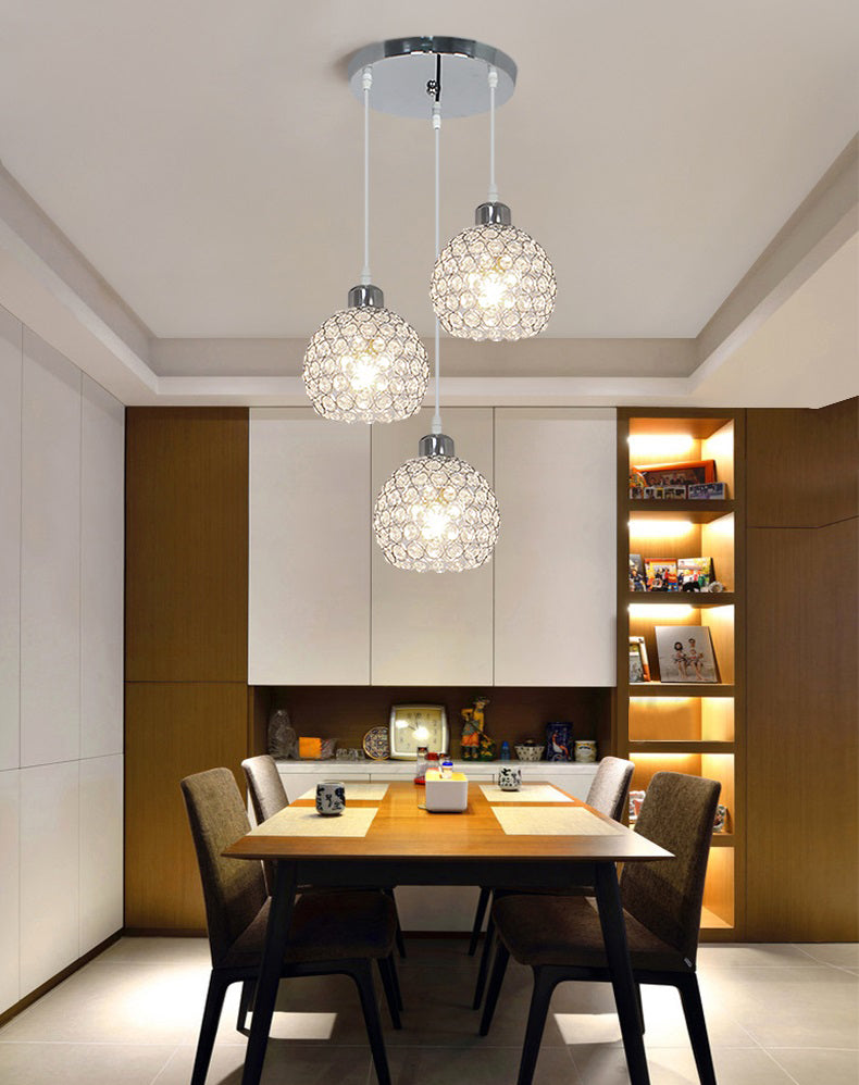 Crystal sfera a ciondolo modernità multipla luce sospesa per sala da pranzo
