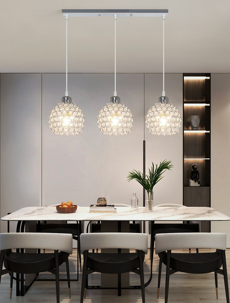 Crystal sfera a ciondolo modernità multipla luce sospesa per sala da pranzo