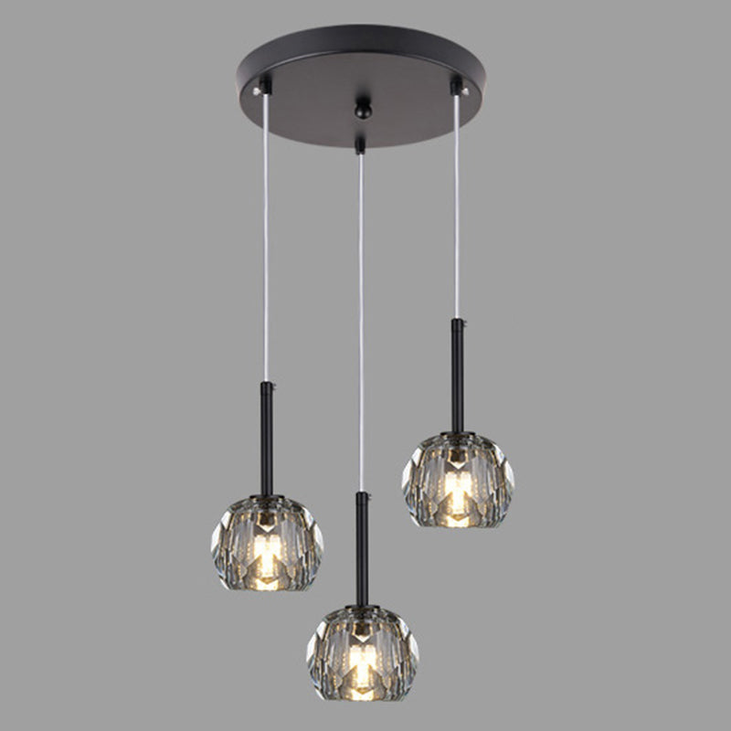 Balle Shade Dining Room Suspension lampe cristal Minimaliste Lumière suspendue en or