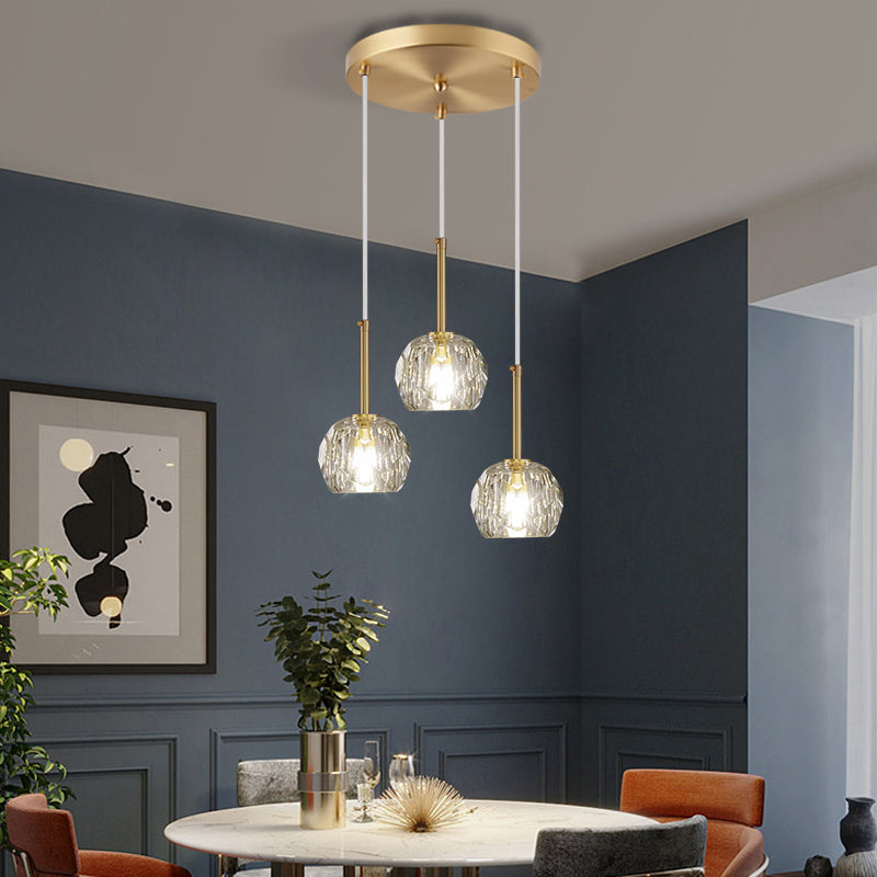 Balle Shade Dining Room Suspension lampe cristal Minimaliste Lumière suspendue en or