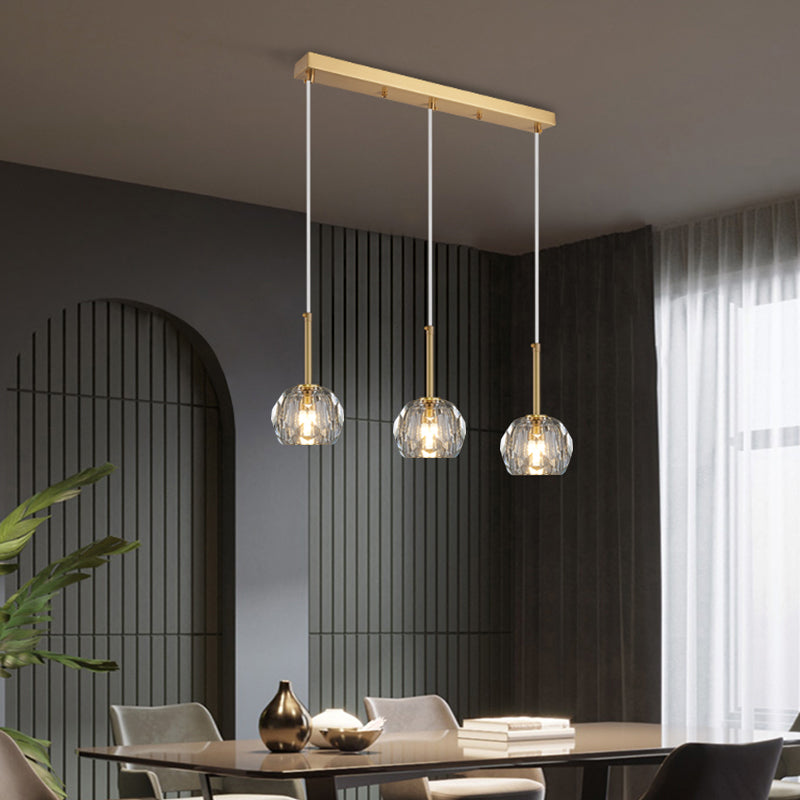 Balle Shade Dining Room Suspension lampe cristal Minimaliste Lumière suspendue en or