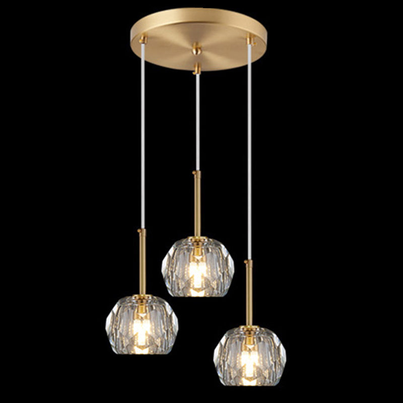 Balle Shade Dining Room Suspension lampe cristal Minimaliste Lumière suspendue en or