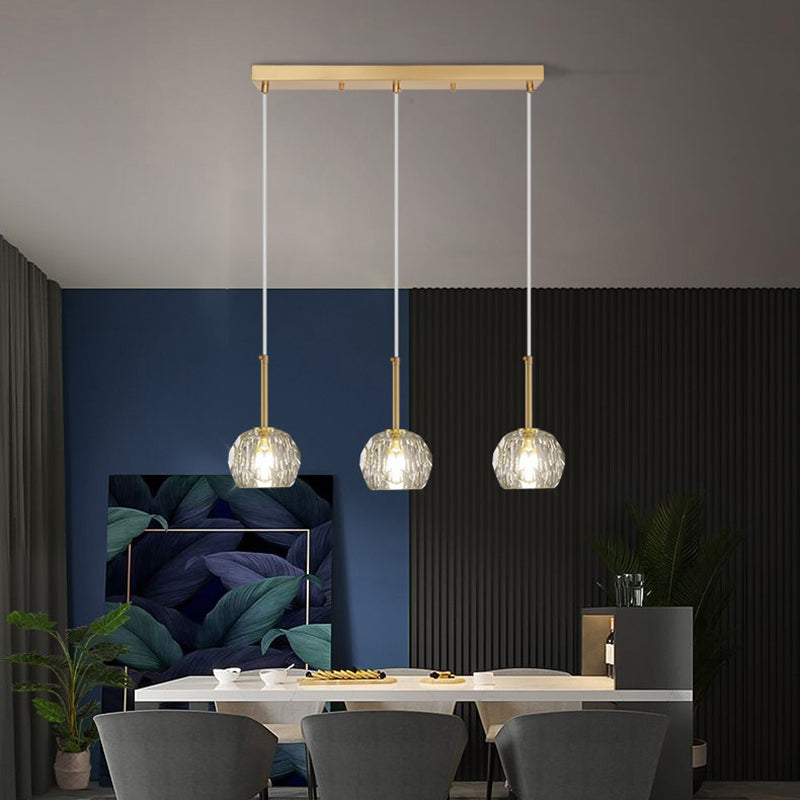 Balle Shade Dining Room Suspension lampe cristal Minimaliste Lumière suspendue en or