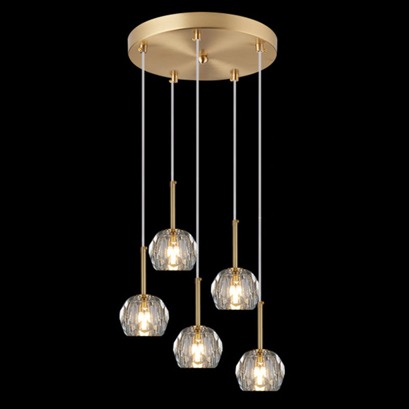 Balle Shade Dining Room Suspension lampe cristal Minimaliste Lumière suspendue en or