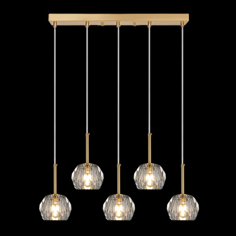 Balle Shade Dining Room Suspension lampe cristal Minimaliste Lumière suspendue en or