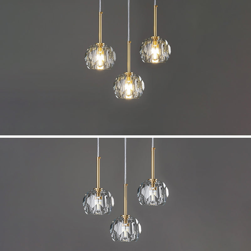 Balle Shade Dining Room Suspension lampe cristal Minimaliste Lumière suspendue en or