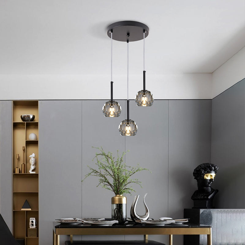 Balle Shade Dining Room Suspension lampe cristal Minimaliste Lumière suspendue en or