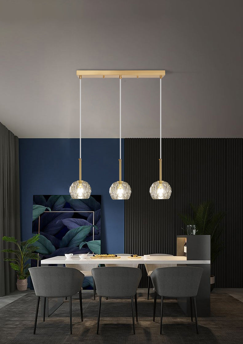 Balle Shade Dining Room Suspension lampe cristal Minimaliste Lumière suspendue en or