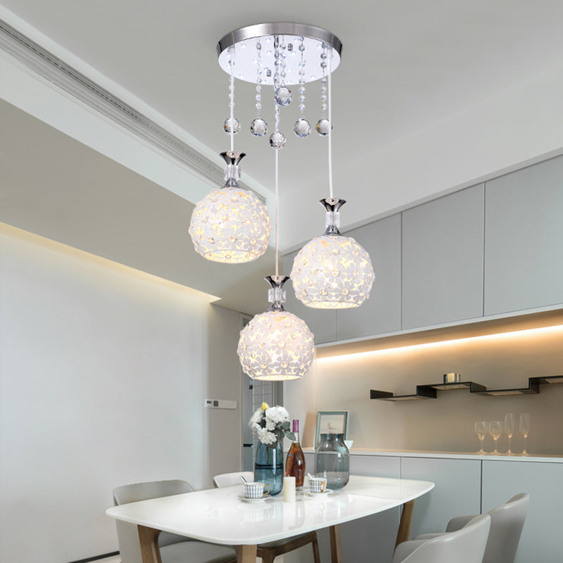Cluster sphère pendentif léger nordique cristal 3 bulb lempe suspension du plafond