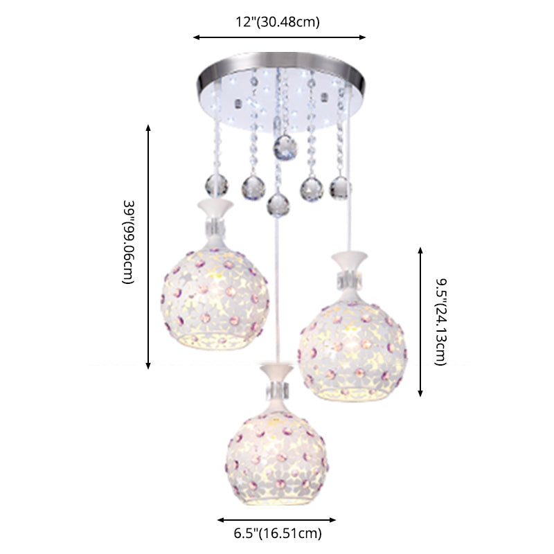 Cluster sphère pendentif léger nordique cristal 3 bulb lempe suspension du plafond