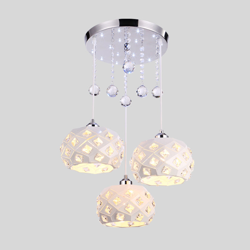Lampe à chute de salle à manger à 3 têtes de lumière multi-pendentif moderne avec une teinte cristalline mondiale