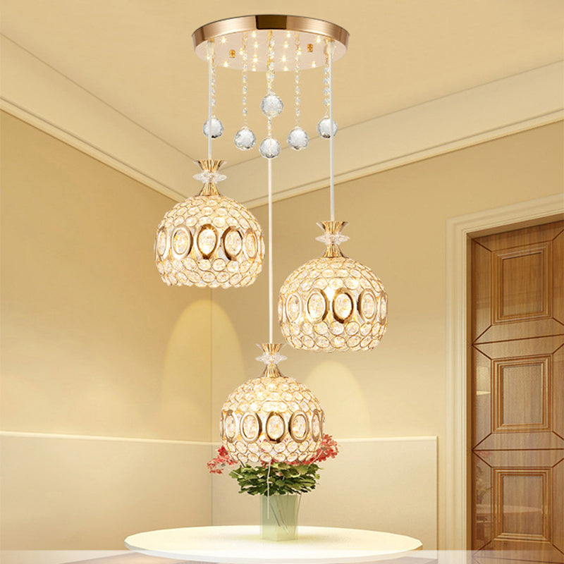 Cluster à ananas doré Éclairage pendentif éclairage moderniste cristal de lampe suspendue