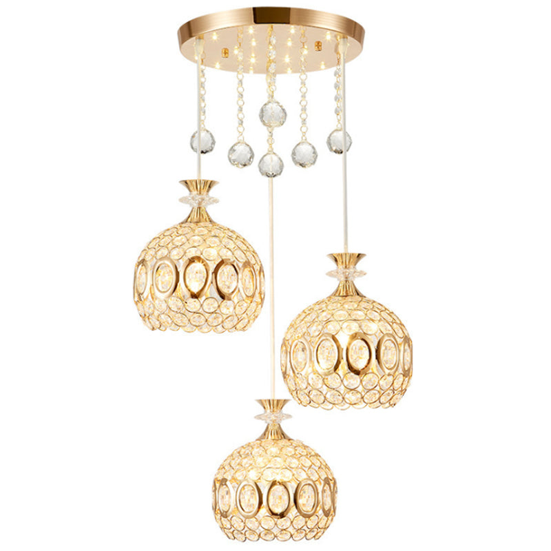 Cluster à ananas doré Éclairage pendentif éclairage moderniste cristal de lampe suspendue