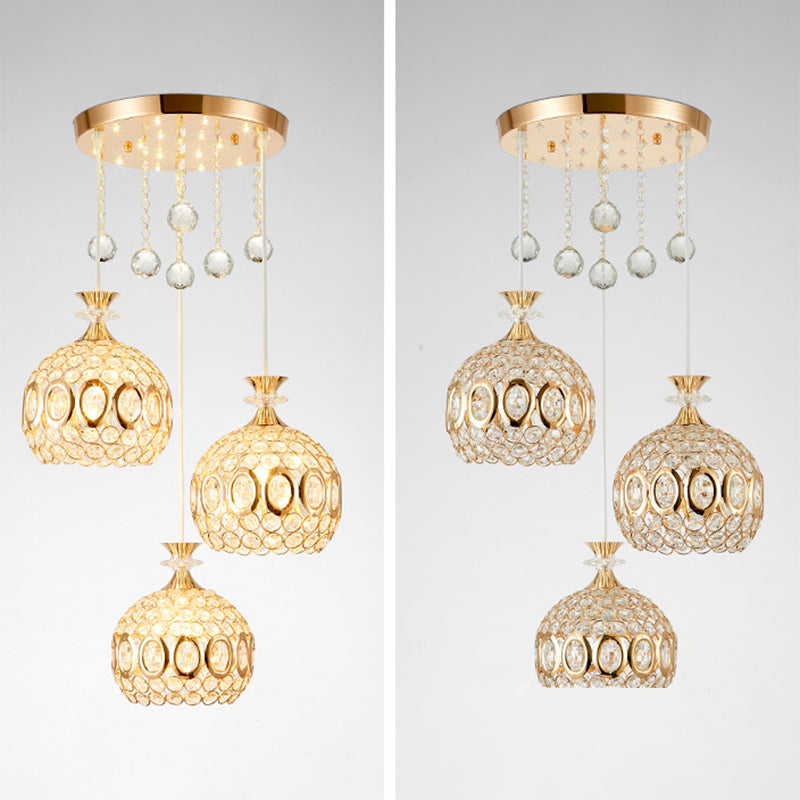 Cluster à ananas doré Éclairage pendentif éclairage moderniste cristal de lampe suspendue