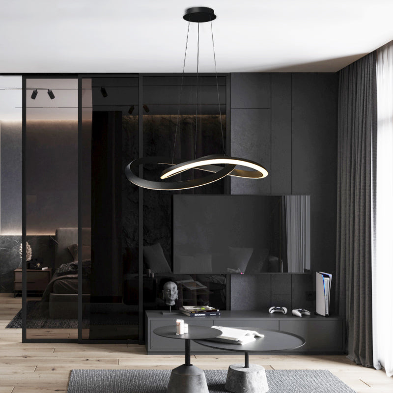 Spiral Ceiling Lights Black Acrylic LED Modern Styles for Living Room Bedroom