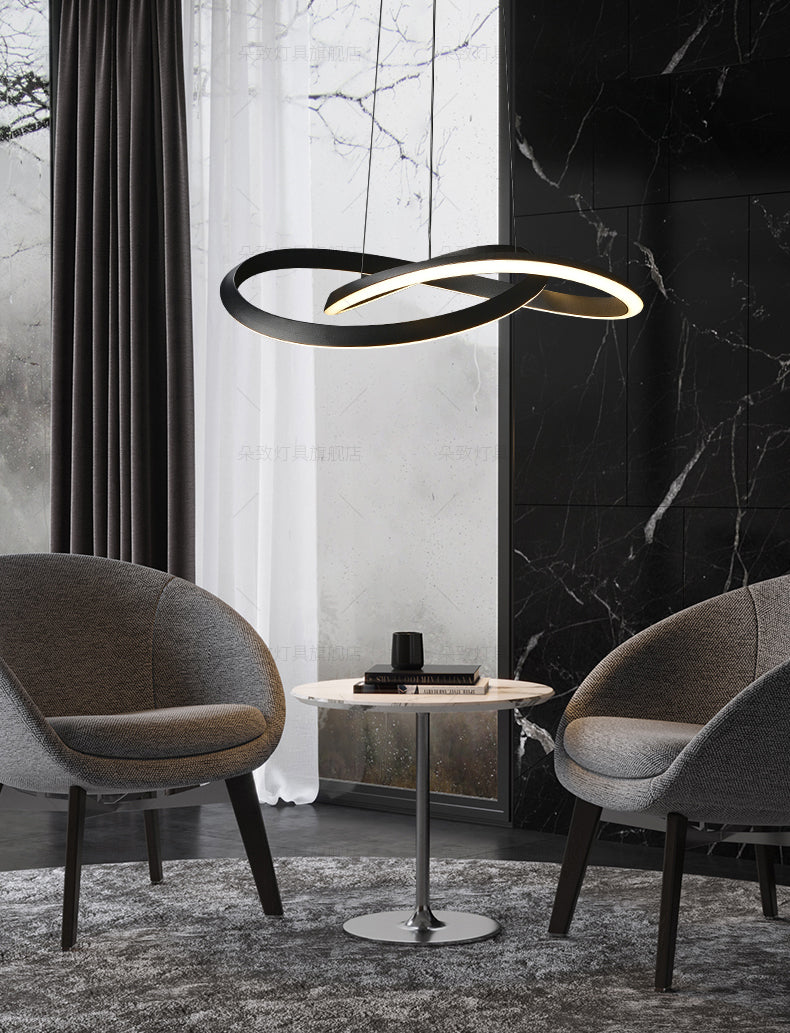 Spiral Ceiling Lights Black Acrylic LED Modern Styles for Living Room Bedroom