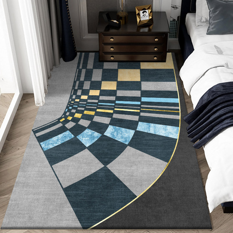 Simple Indoor Room Area Rug Brown Geometric Carpet Polyester Non-Split Indoor Carpet