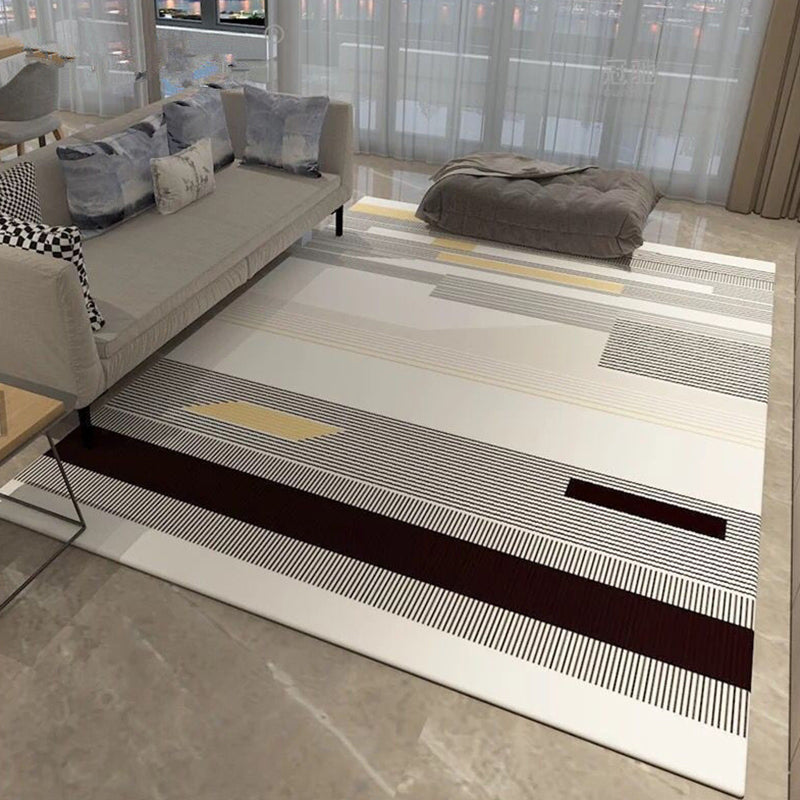 Minimalist Area Rug Geometry Pattern Carpet Polyester Stain Resistant Rug for Living Room
