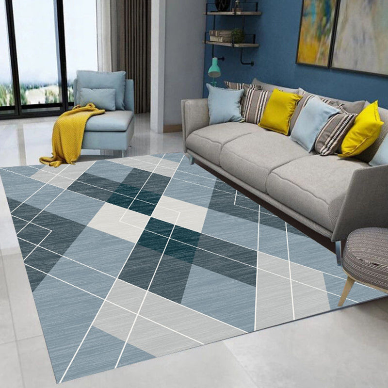 Minimalist Area Rug Geometry Pattern Carpet Polyester Stain Resistant Rug for Living Room