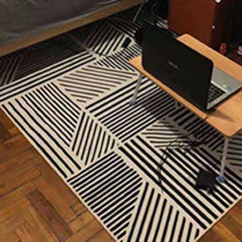 Minimalist Area Rug Geometry Pattern Carpet Polyester Stain Resistant Rug for Living Room