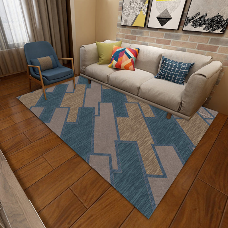 Simplicity Area Rug Geometric Pattern Carpet Polyester Anti-Slip Carpet for Home Decor