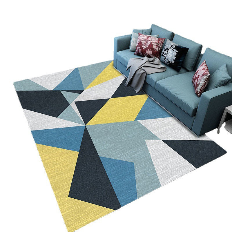 Casual Blue Tone Geometric Rug Modern Area Rug Polyester Stain Resistant Carpet for Living Room