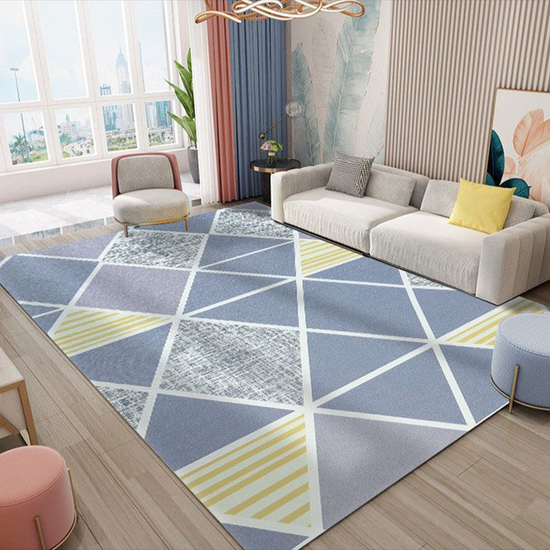 Gray Simple Indoor Carpet Polyester Geometric Rug Anti-Split Backing Area Rug for Home Decoration