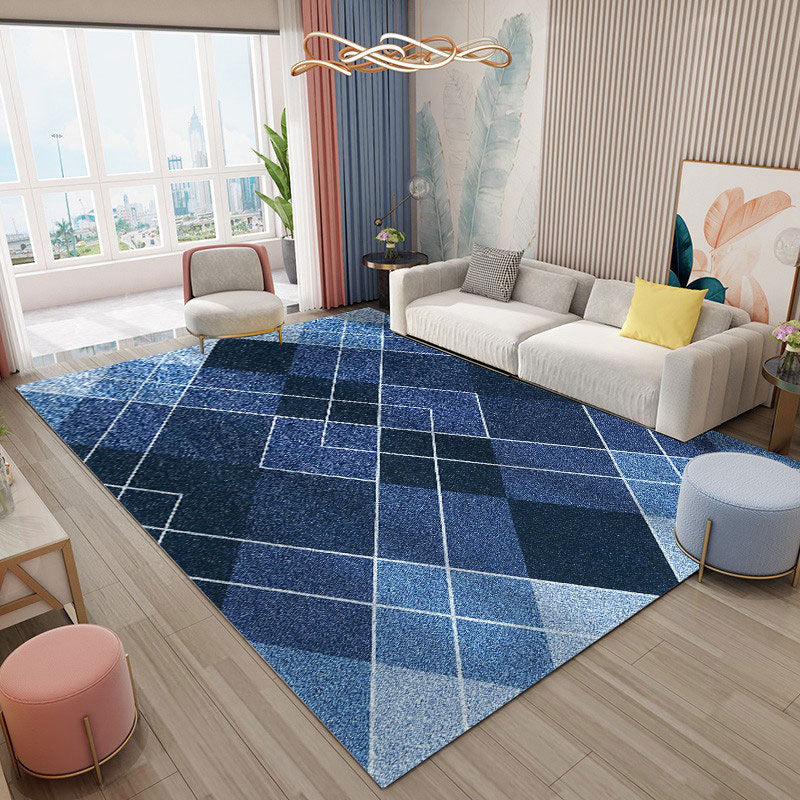 Gray Simple Indoor Carpet Polyester Geometric Rug Anti-Split Backing Area Rug for Home Decoration