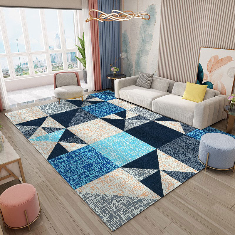 Gray Simple Indoor Carpet Polyester Geometric Rug Anti-Split Backing Area Rug for Home Decoration