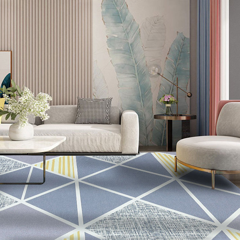 Gray Simple Indoor Carpet Polyester Geometric Rug Anti-Split Backing Area Rug for Home Decoration