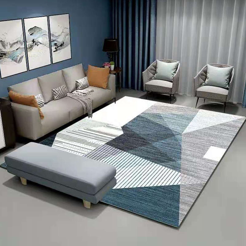 Contemporary Indoor Carpet Contrast Panel Geometric Area Rug Polyester Carpet with Non-Slip Backing