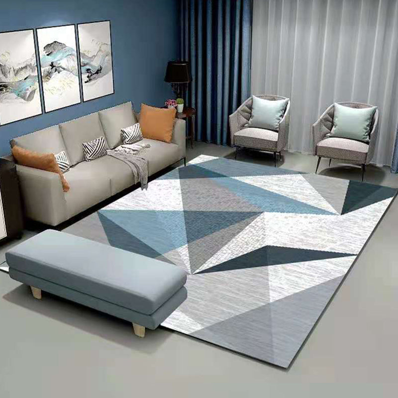 Contemporary Indoor Carpet Contrast Panel Geometric Area Rug Polyester Carpet with Non-Slip Backing